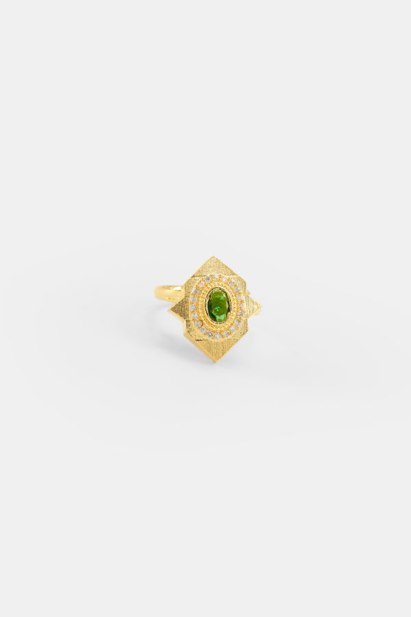 Gold Plated Ring with Green Swarovski Crystal