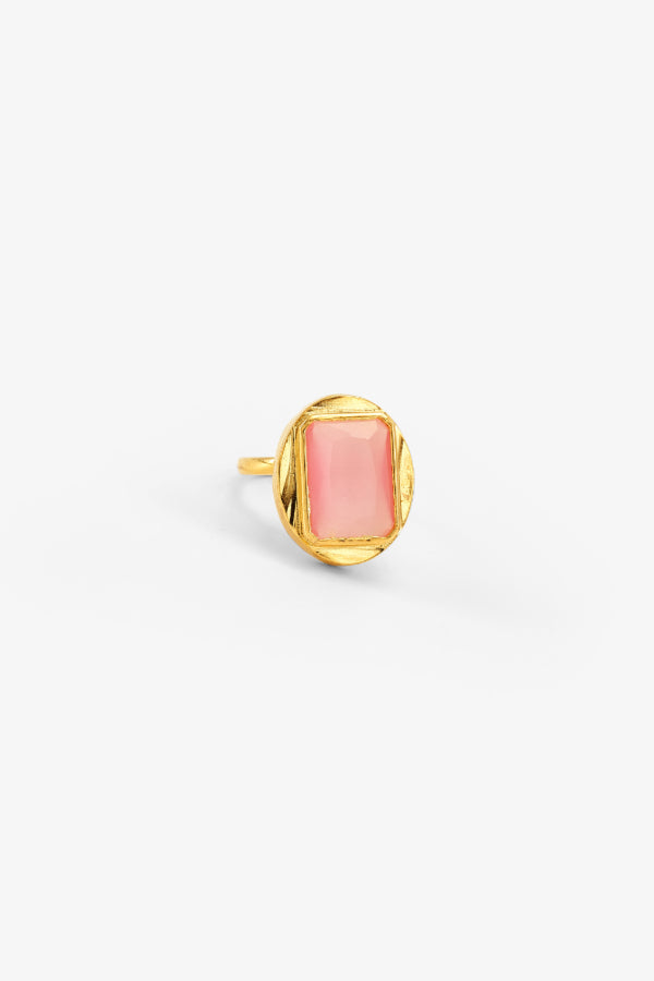 Pink Swarovski Stone Ring on Gold Plate 