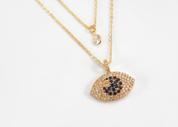 Evil Eye Pendant Necklace with Swarovski Crystals
