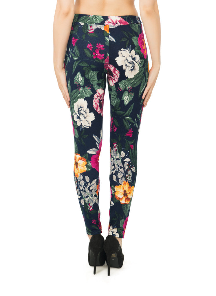 Skinny Leg Trouser with Print in Navy