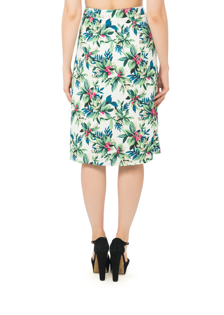 A-line Printed Skirt in White