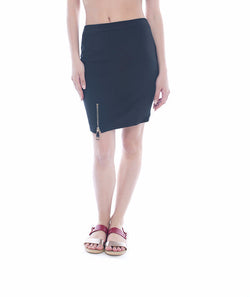 Black Fitted Skirt with Zip Detailing