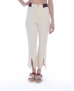 Ivory Cropped Straight Fit Trousers