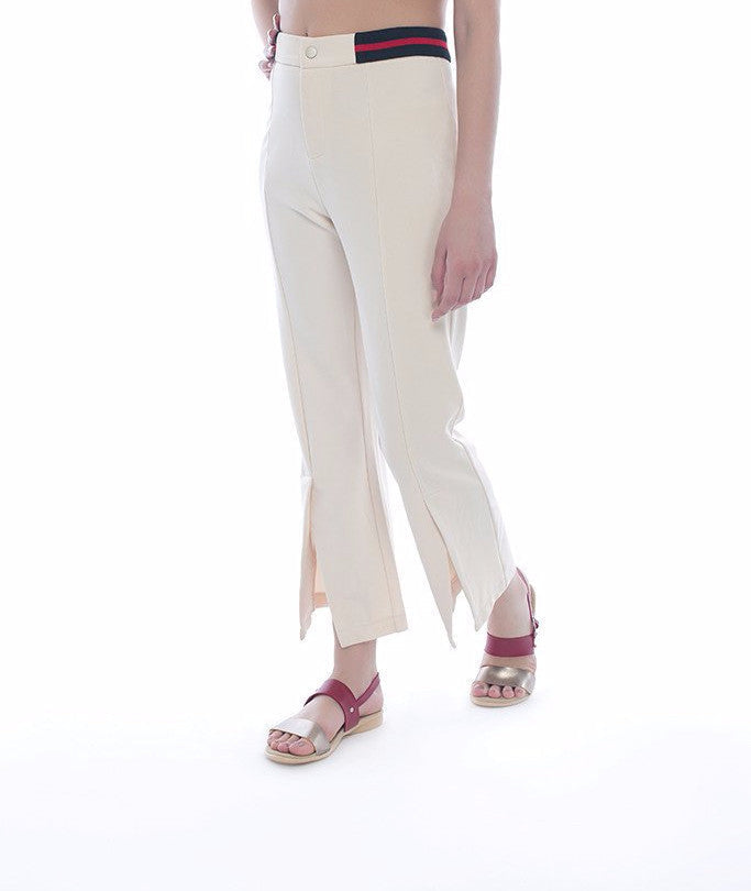 Ivory Cropped Straight Fit Trousers