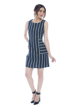 Sleeveless Dress with Stripes