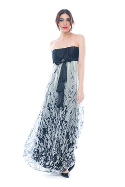 Strapless Print Silk Chiffon Dress
