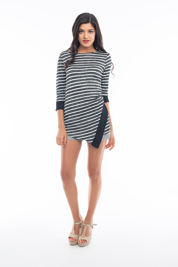 Striped Body Fit Top with Horizontal Stripes