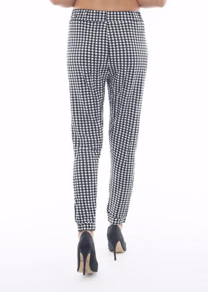 Trouser with Houndstooth Print in Black and White