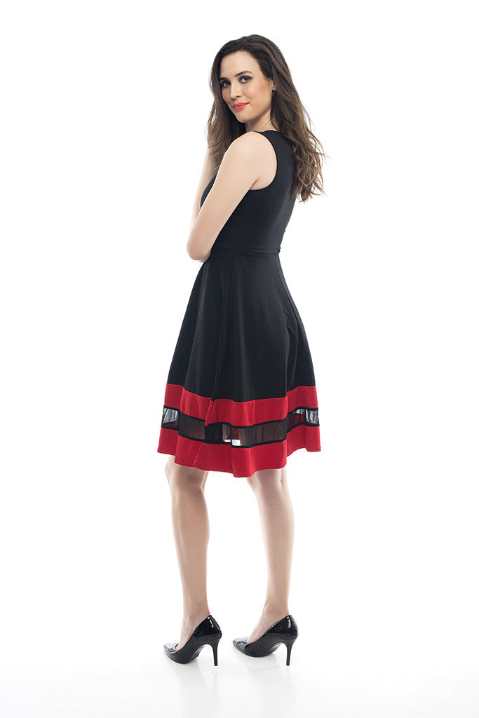 Sleeveless Dress in Black and Red