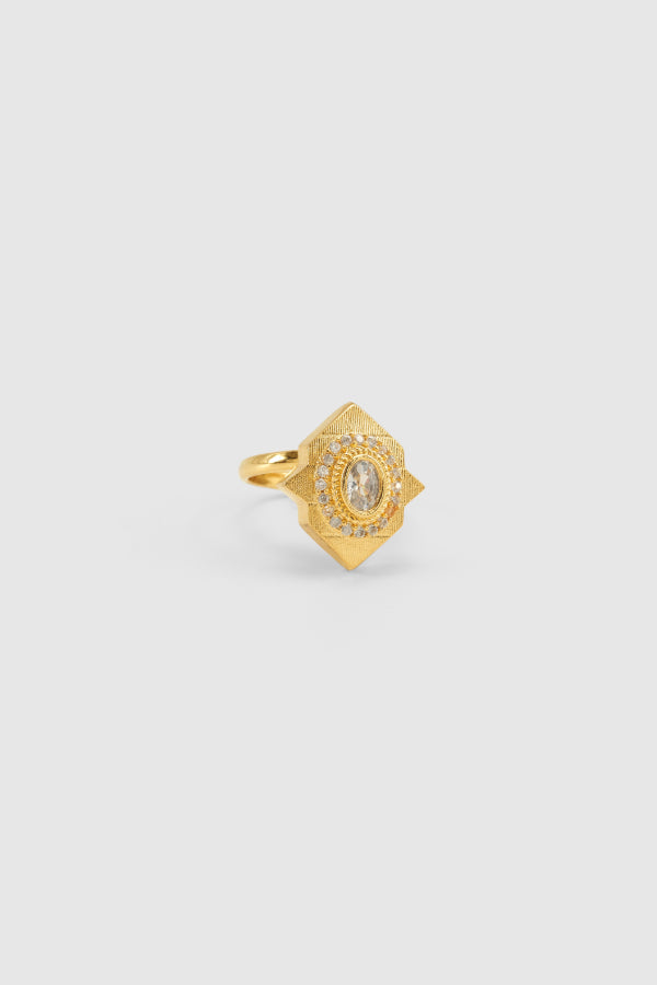 Gold Plated Ring with White Swarovski Crystal