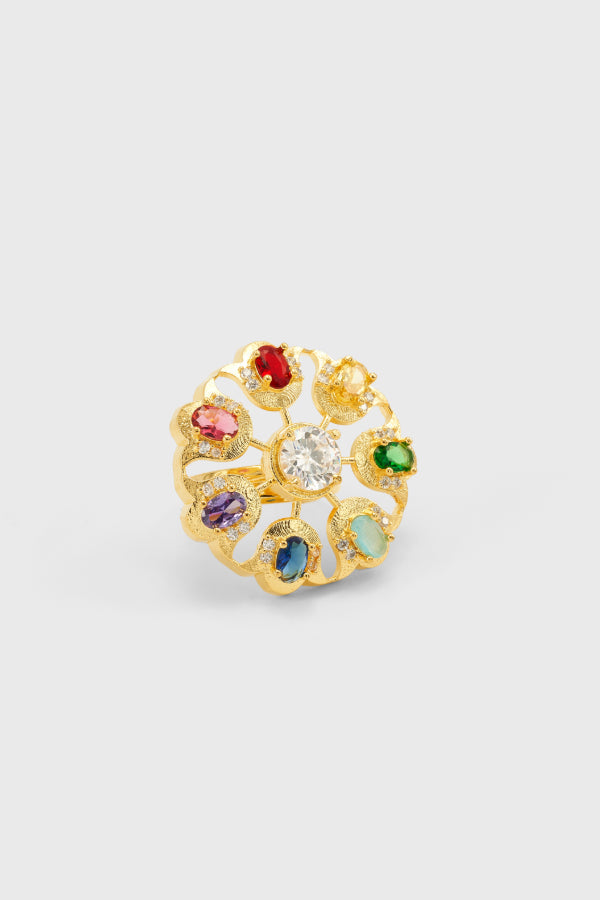 Ring with Multicolour Swarovski Crystals