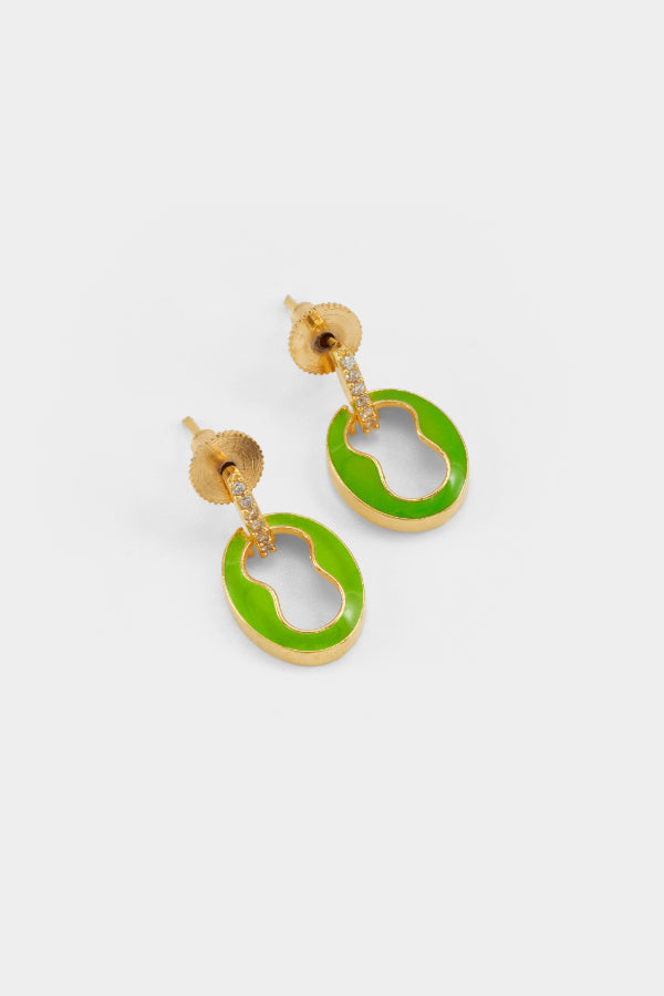 Enamel Painted Neon Green Earring 