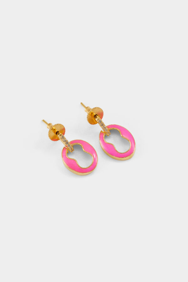 Enamel Painted Neon Pink Earring 
