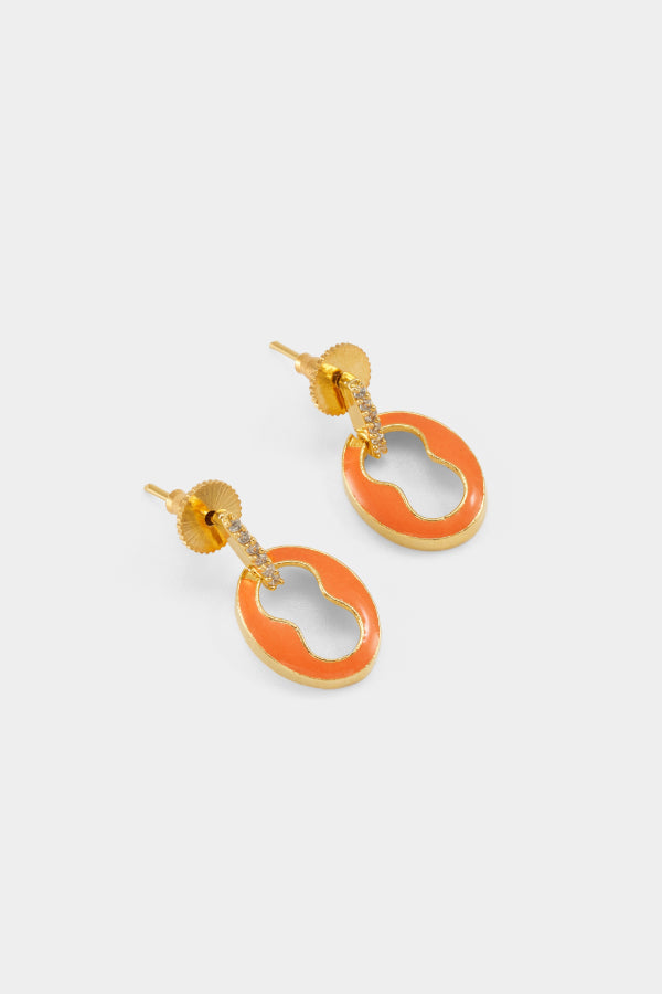 Enamel Painted Neon Orange Earring 