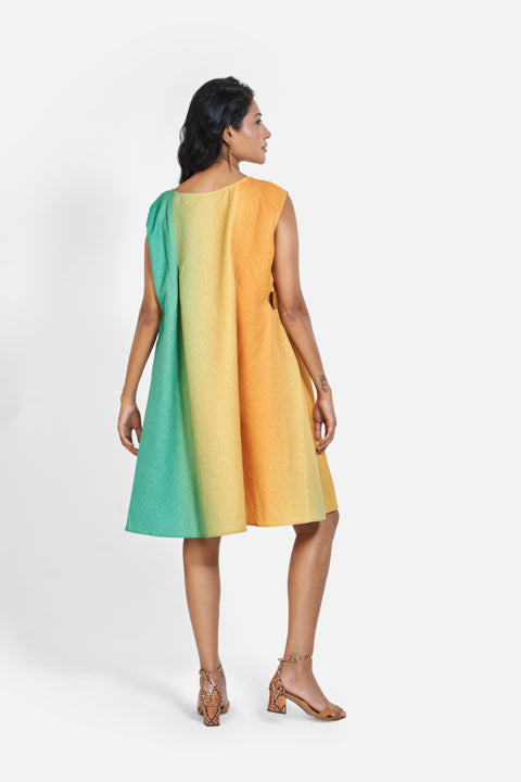 Green Yellow OCD Print A-Line Dress