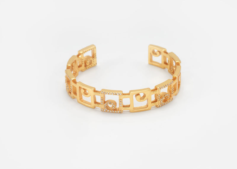 Gold Plate Cuff with Embedded Crystals