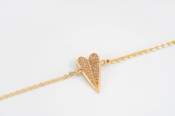 Gold Plated Heart Bracelet with Sparkling Crystals