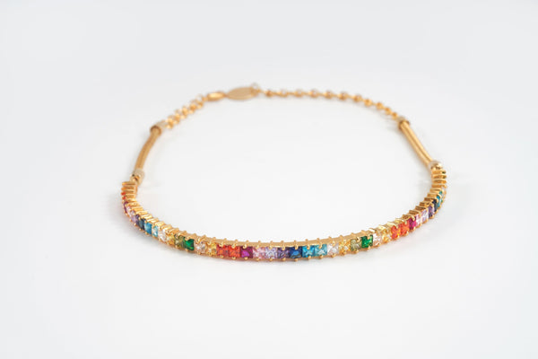 Gold Plated Choker with Multicolour Stones 