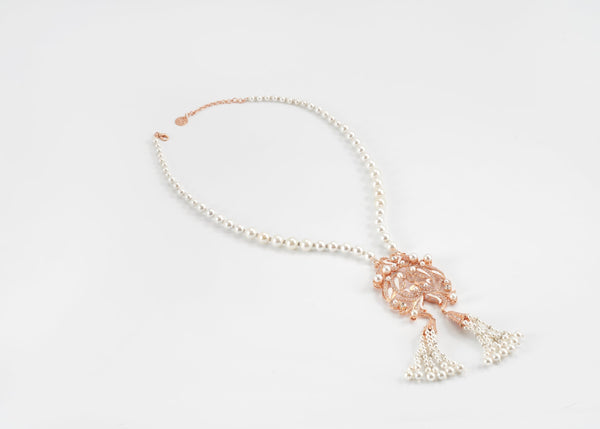 Rose Gold Plated Necklace with Pearls and Swarovski Crystals