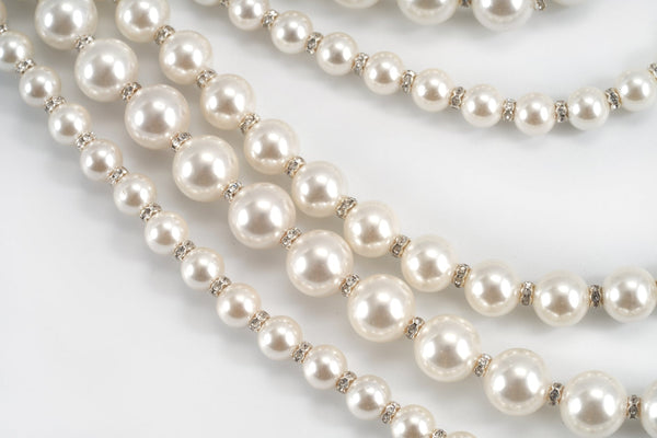 Layered Pearl Necklace with Swarovski Crystals
