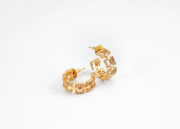 Small Gold Plated Hoops with Crystals