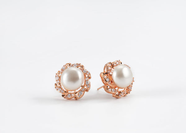 Rose Gold Plated Studs with Pearl