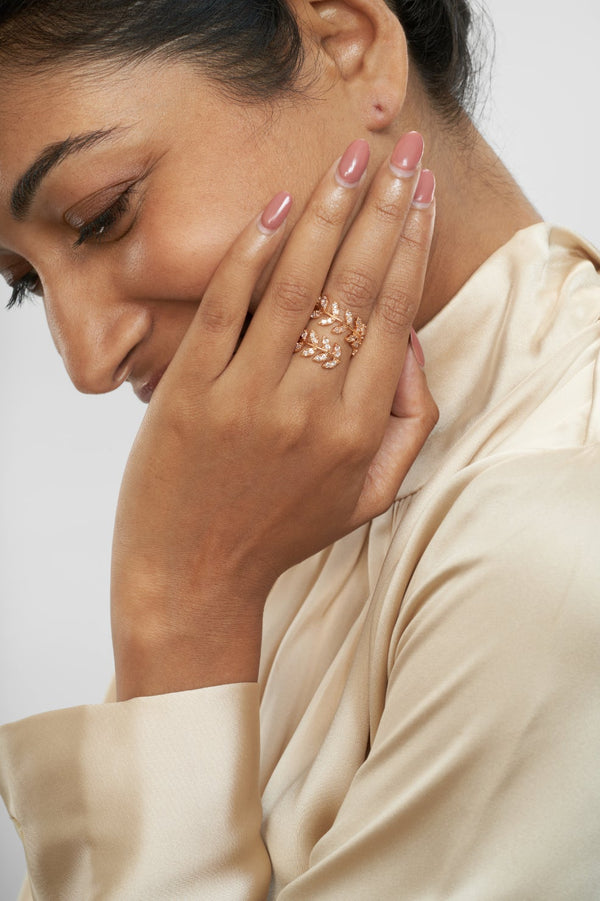 Wrap Ring in Rose Gold with Crystals