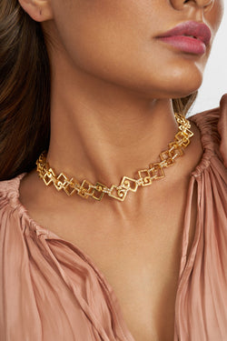 Gold Plated Choker with Sparkling Crystals