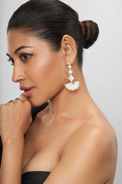 Long Earrings on Silver Plate with Swarovski Crystals