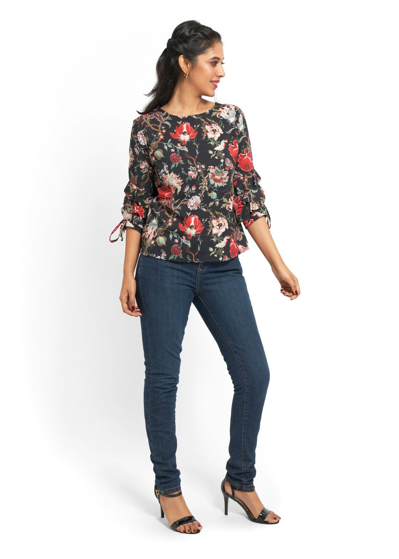Frill Sleeve Floral Top