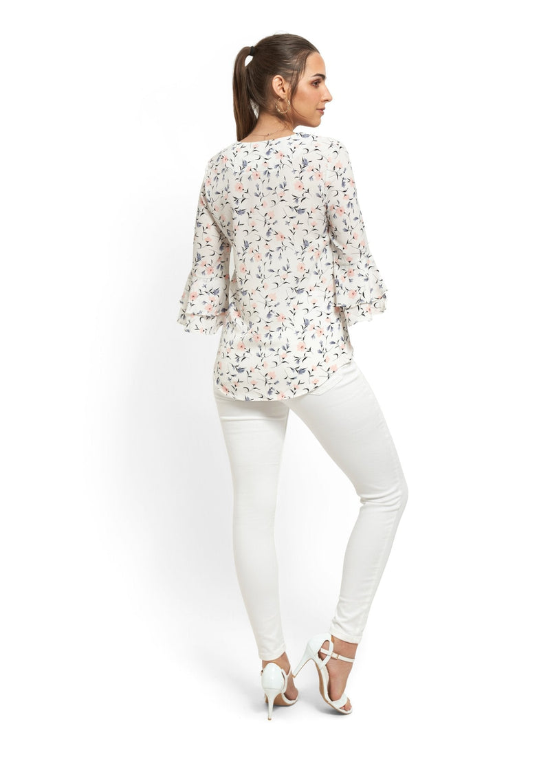 Floral Bell-Sleeved Top