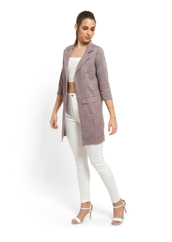 Check and Houndstooth Duster Coat