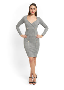 Houndstooth Double Breasted Blazer Dress