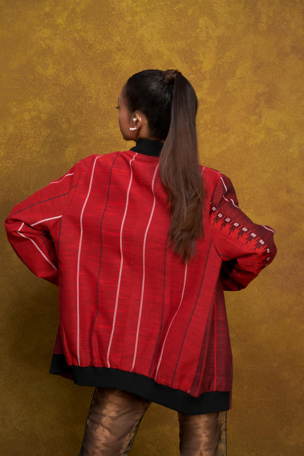 Striped Phulia Bomber - Red