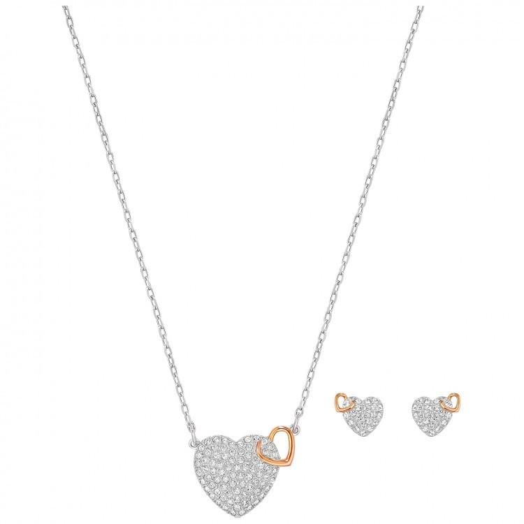 Heart Pendant Necklace Studded with Swarovski Crystals