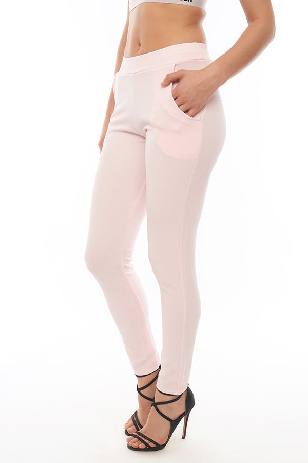 Skinny Leg Trousers in Baby Pink